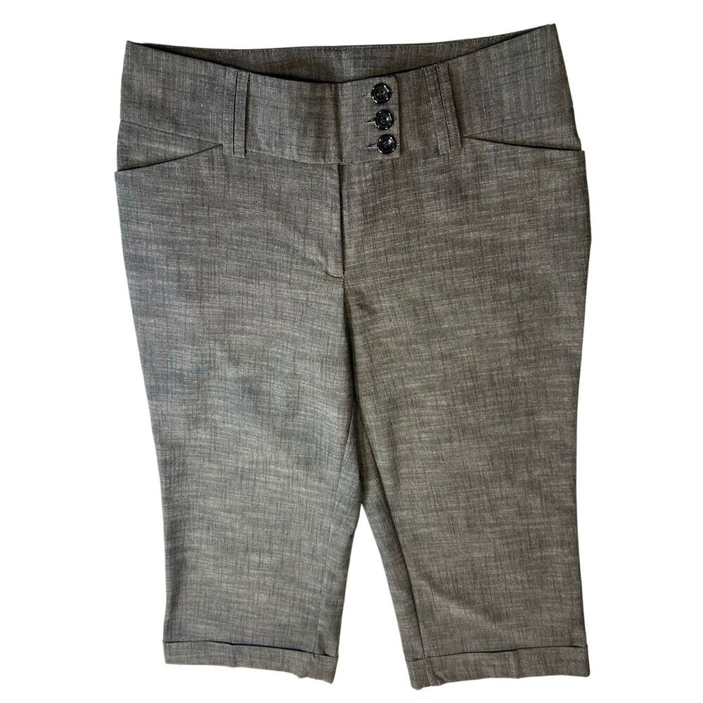 Courtenay Women's Size 8 Grey Marl Cuffed Capri Pants Career Crop Trousers
